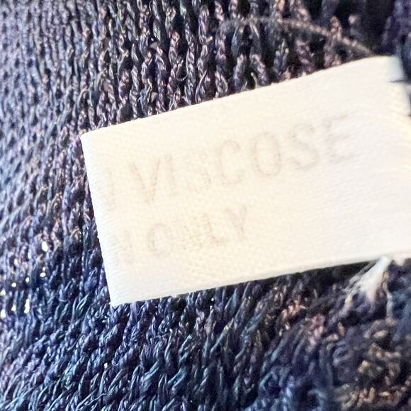 Vintage Lainey Keogh Made in Ireland Navy Blue Mesh Sweater Pullover Viscose - Picture 9 of 11